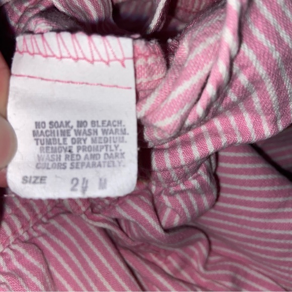 Vintage Oshkosh Overalls Girls 24 Months Pink Striped Toddler Vestbak Genuine - Picture 11 of 14